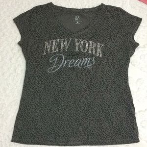 NY&C Animal Print New York Dreams Short Sleeve Top Womens size L